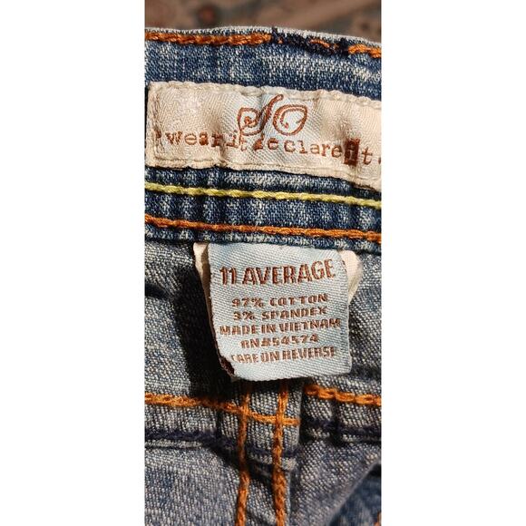 Women Flare Jeans Size 11 Mid Rise Stretch Denim 31"x28.5" SO Wear It Declare it - Picture 8 of 10